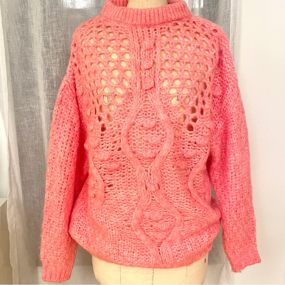 Zara Mango Crochet Cable Sweater